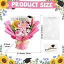 Giegxin Graduation Crochet Flowers Bouquet Set 2026 Grad Cap Plush Bear Hand Knitted Rose Tulip Daisy Sunflower Bouquet Greeting Card Gift Bag for Wedding Birthday Party Favors(Pink)