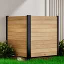 Air Conditioner Fence 2 Panel 42'H 38'W Wood Outdoor Privacy Wall, Pool Equipment Enclosure, Trash Can Enclosures, Black Aluminum Fence Post