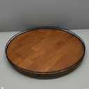 Farmhouse Oak 16" Lazy Susan Turntable Organizer for Cabinet, Round Wooden Lazy Susan Organization and Storage for Dining Table, Pantry, Kitchen, Countertop, Cupboard,Home Decor, Walnut Wood (16")