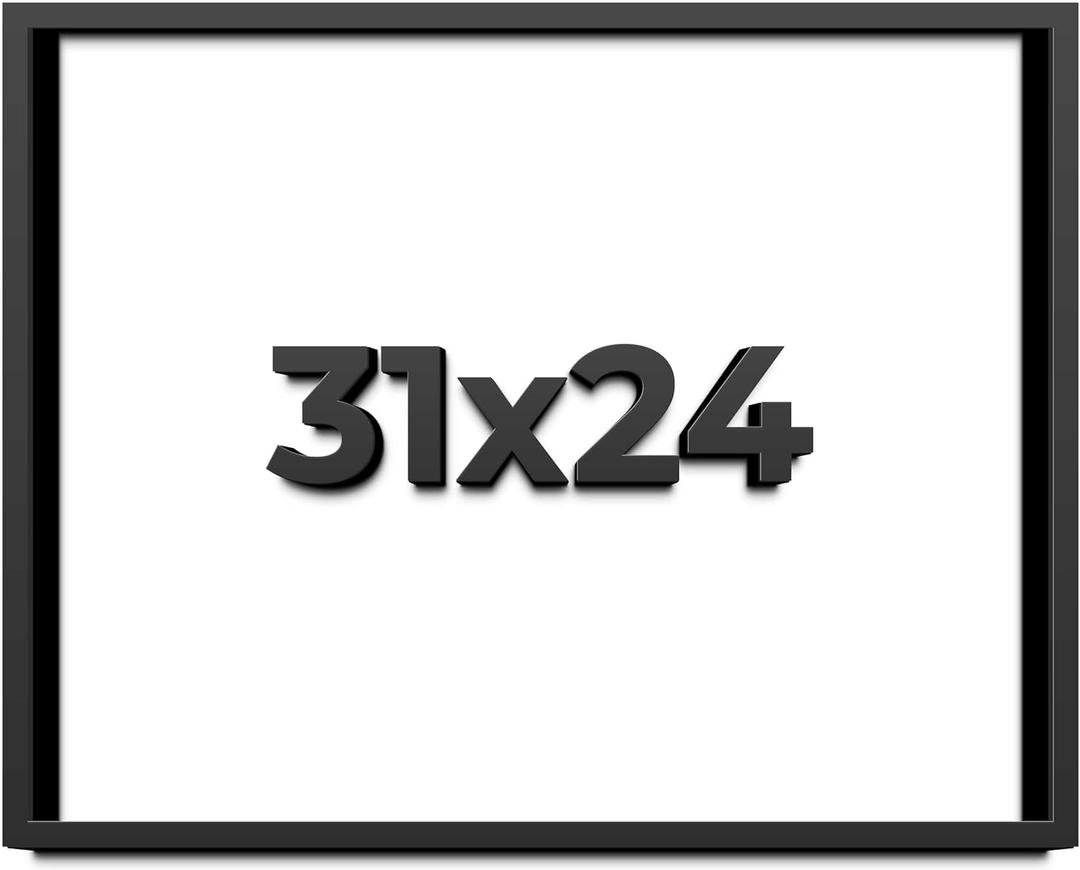 31x24 Shadow Box Frame Black | 1 Inch Deep Solid Wood Shadowbox Display Frame | UV Resistant Acrylic Plexiglass, Acid Free Backing, and Hanging Hardware | Dugan Picture Frame Style