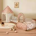 3 in 1 Kids Play Tent with Tunnel, Pop Up Play Tent with Ball Pits for Toddlers and Playhouse Kids Indoor & Outdoor, Perfect Kids Gifts