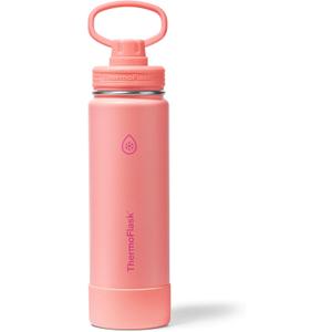 ThermoFlask Insulated Water Bottle with Spout Lid (24 oz, Sunkissed Coral) - Leakproof, Stainless Steel Water Bottle for Cold & Hot Drinks, Travel & Daily Hydration