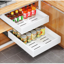 2Pack Pull out Cabinet Organizer, 21"Deep, Heavy Duty Full-extension Slide out Drawers for Kitchen Cabinet, Roll out Shelf Storage with Nano Adhesive for Pots, Bathroom, Pantry, Home, White
