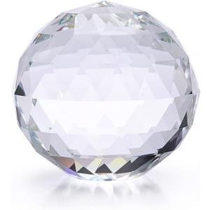OwnMy 80MM Clear Crystal Suncatcher Ball Sparkle Crystal Suncatcher Prism Rainbow Makers Sphere, Faceted Glass Globe Sphere Paperweight Window Sun Catcher Gazing Ball for Garden Decor