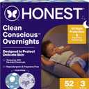 The Honest Company Comfort Dry Overnight Diapers, Up to 12 Hours Protection, Hypoallergenic, Cozy Cloud + Star Signs, Club Box Size 3 (1628 lbs), 52 Count