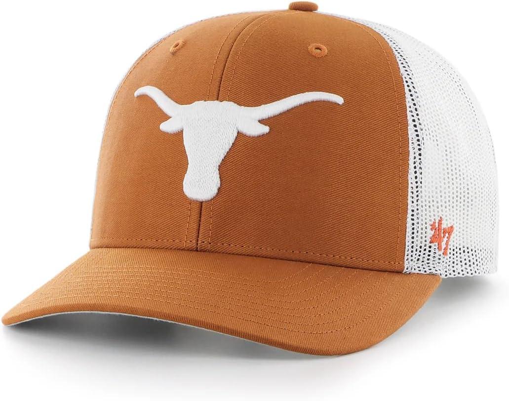 47 NCAA Unisex-Adult Trucker Mesh Adjustable Snapback Hat Cap One Size (Texas Longhorns - Orange)