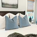 ZWJD Throw Blue Pillow Covers 20x20 inch Set of 2 Chenille Pillow Covers with Elegant Design Soft and Luxurious Decorative Throw Pillows for Couch, Bed, and Home Decor (Light Blue)