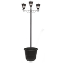 SOLARBASICS Outdoor Solar Lamp Post, Triple Head LED Lanterns, Planter Base, Black Sun-Powered Light, SB14M0053
