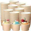 Honeydak 200 Pack Beige Kraft Ice Cream Cups Bulk 5 oz Small Disposable Treat Paper Cups Dessert Yogurt Bowls Snacks Sundae Yogurt Container for Summer Ice Cream Wedding Birthday Party Supplies