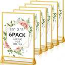PPH-Sisy Acrylic Sign Holder 8.5X11 Double-Sided Gold Picture Frames Clear Sign Holder for Flyer Holder Menu Holder Wedding Table Number Holder Photo Frame -6 Pack