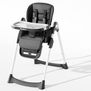 High Chair, Foldable High Chairs for Babies and Toddlers with Removable Tray, Height Adjustable Feeding Chair, Adjustable Backrest and Footrest, Black High Chair, Foldable High Chairs for Babies and Toddlers with Removable Tray, Height Adjustable Feeding Chair, Adjustable Backrest and Footrest, Black