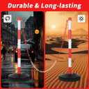35'' Parking Delineators Post, 8 Sets Traffic Cone Safety Stanchion with Base & 5FT Link Chain - Red and White Striped Chain Barriers for Parking Lot, Driveway, Road Construction