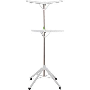 Extra Capacity Garment & Clothes Drying Rack, Adjustable-Height, 120 Pieces of Clothes, Stainless Steel, 4 Caster Wheels (White)