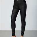 MakeMeChic Women's Faux Leather Stretch Skinny Pants High Waisted Double Button Leggings Club Party Pants (XXL)