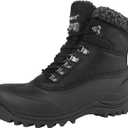 riemot Women's Men's Winter Ankle Boots Waterproof Outdoor Snow Boot Warm Fur Lined Comfortable Non-slip Lace-up Booties for Walking Hiking Trekking Camping Skiing Black (12)
