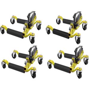 4 Pcs Car Wheel Dolly with Hydraulic Tire Jack, 1500 LBS Capacity Trailer Dolly for Vehicle Positioning for Truck RV Trailer, Yellow