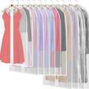 11 Pack Breathable Clothes Covers with Zip, Waterproof Dustproof Garment Covers Bags Dress Bag Covers Damp-proof Mens Suit Storage Bag for Wardrobe Storage and Travel(White)