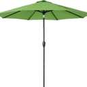 Tempera Striped Patio Umbrellas Outdoor Table Market Umbrellas with Crank & Pust Button Tilt|Auto-Tilt, 8 Steel Ribs, High Color-Fastness Canopy (9ft, Light Green)