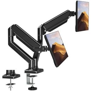ErgoFocus Dual Monitor Mount Fits 13 to 32 Inch Computer Screen, Dual Monitor Arm Hold up to 19.8lbs Each, Full Motion Monitor Desk Mounts for 2 Monitors, Gas Spring Monitor Stand, VESA Mount