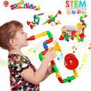 ZOZOPLAY STEM Toys Tube Locks, 72 Piece Tubular Pipes & Spouts & Joints & Whistles & Trumpet Toy, Learning Educational Building Block Set with Whistles Gift for Boys Girls