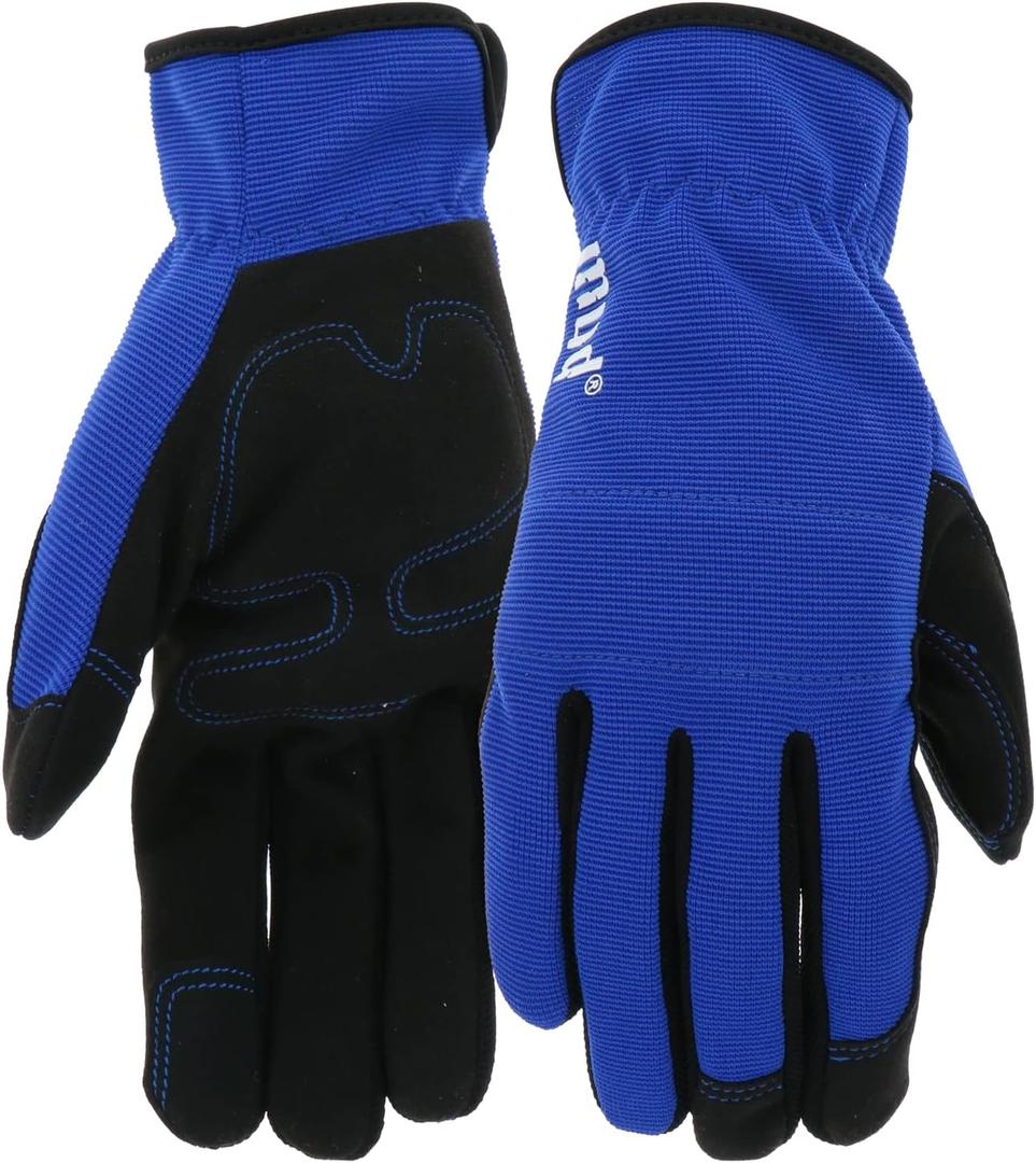 MUD Everyday Women's High-Dexterity Reinforced Synthetic Leather Palm Work Gloves (Medium/Large, Blue)
