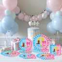 OBUSATT 96Pcs Boot or Bows Gender Reveal Party Decoration Boy or Girl Paper Plates Napkins Blue or Pink Supplies Boot or Bows Dinnerware Set Disposable Favor for Baby Shower Gender Reveal Serves 24