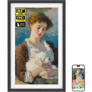 BIGASUO 21.5" Large Digital Picture Frame 64GB, Frameo Digital Photo Frames WiFi with 1920x1080 FHD IPS Touch Screen, Share Photos/Videos Via Frameo App/USB/SD, Photo Gifts for Parent and Grandparent