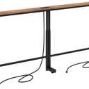 Kitstorack 2-Pack Narrow Console Table with Adjustable Height (25"-33") & Power Outlets, Rustic Brown Sofa Table for Behind Couch or Wall, 79" Long with 6.5ft Cord (5.99"Deep)