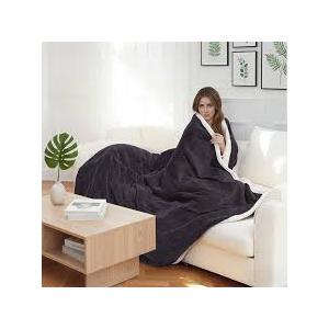 Heated Blanket Electric Blanket Full Size 72''x84'' with 9 Heating Levels, 110 Hour Auto Shut Off, Machine Washable, Flannel & Sherpa Soft Warming Blanket for Couch, Bed, Office  Black