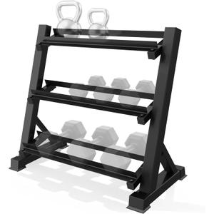 Zlinke 3-Tier Dumbbell Rack Multilevel Weight Storage Organizer for Home Gym, Weight Rack for Dumbbells, Kettlebells,1100LBS Capacity (Rack Only)
