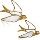 Sliner 2 Pcs Swallow Mirror Wall Decor, Gold Resin Aesthetic Bird Wall Art, Vintage Decorative Hanging Glass Mirrors for Victorian Home, Elegant Nature Inspired Summer Wedding Gift