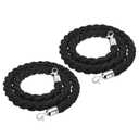 PATIKIL Stanchion Rope, 2 Pack 1.5m/5Ft Barrier Rope Twisted Post Ropes with Snap Hooks for Posts Stands Queue Divider Crowd Control of Hotel, Black Silver