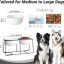 Ceramic Elevated Dog Bowl Set - Raised Double Feeding Bowls with Metal Stand - Pet Dishes for Medium and Large Dogs - 3.5 Cups - 54 fl oz - Matte White