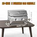 ONLYFIRE GRILLS Tabletop Gas Griddle with Lid & Foldable Legs, 2-Burner BBQ Propane Flat Top Griddle, Portable Grill Stove for Outdoor Cooking Patio Party Camping Tailgating RV, Stainless Steel, GS318