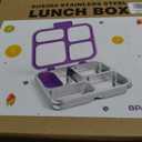 Stainless Steel Bento Box for Kids Adults with Silicone Container, Leak Proof 4 Compartments Metal Lunch Box, Removable Silicone Seal & Clear Lid Food Container for School Office, BPA-Free(Purple)
