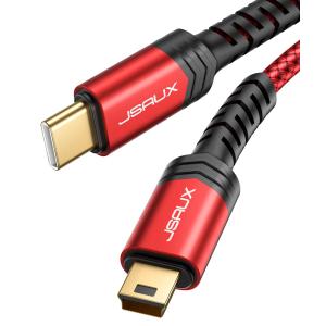 JSAUX Mini B to USB C Cable 10ft, USB C to Mini USB Cable Charging Cord for GoPro Hero 3+, PS3 Controller, MP3 Player, Dash Cam, Digital Camera, GPS Receiver, PDAs and More Devices