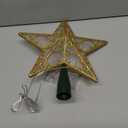 JOIEDOMI 9 inch Lighted PVC Star Christmas Tree Topper, Golden Glitter Swirl Treetop Decorations with 10 Warm White LED, Battery Powered for Home Holiday Xmas Party Indoor Decor