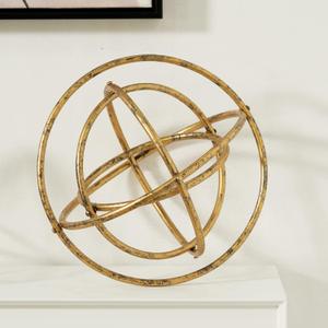 8 inches-Golden Iron Sphere, Foldable Geometric Sculpture Decorative Sphere,Tabletop Decorations for Living Room, Study Bedroom Modern Home Decor Accents