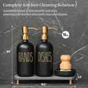 MOMEEMO Soap Dispenser Set Comes with Stainless Pumps, Instant Dry Tray, and Dish Scrub Brush, Suitable for Black and Gold Kitchen Decor. (Black & Gold)