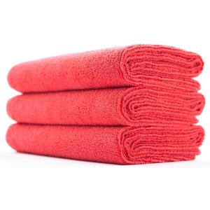 The Rag Company - Sport & Workout Towel - Gym, Exercise, Fitness, Spa, Ultra Soft, Super Absorbent, Fast Drying Premium Microfiber, 320gsm, 16in x 27in, Red (3-Pack)