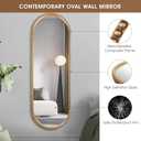 Oval Full Length Mirror, 20"x53" Metal Beaded Frame Large Hanging Dressing Floor Mirror for Bedroom, Living Room, Entryway, Antique Gold (No Stand)