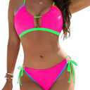 Blooming Jelly Women Cheeky Bikini Sets 2 Piece Swimsuits Bathing Suit | String Bikini Sets withTie Sides for a Custom Fit, Curvy Cutout Design with Cheeky Bottom, for Sunbathing and Beach Days, Medium