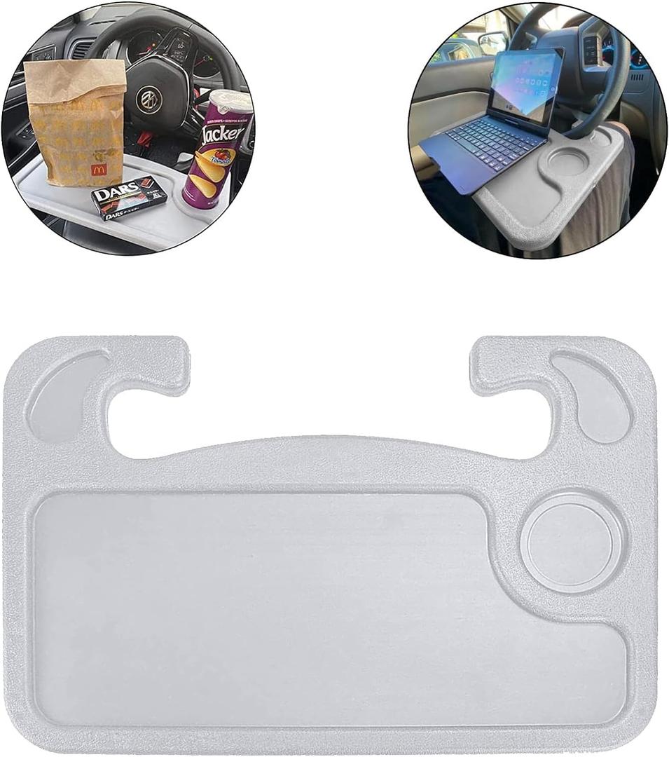 JUSTTOP Car Steering Wheel Desk for Laptop,Multipurpose Travel Car Accessories, Car Seat Stand Trays for Eating, Steering Wheel Under Table Console(Gray)