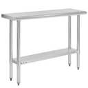 Hally Stainless Steel Table for Prep & Work 14 x 48 Inches, NSF Commercial Heavy Duty Table with Undershelf and Galvanized Legs for Restaurant, Home and Hotel