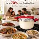 MICHELANGELO Stovetop Pressure Cooker Stainless Steel, 8.5 qt, 304 Stainless Steel, 6-Fold Safety System, One-Hand Easy-Open Lid, 2 Pressure Settings, Steamer Basket & Glass Lid, Induction Compatible
