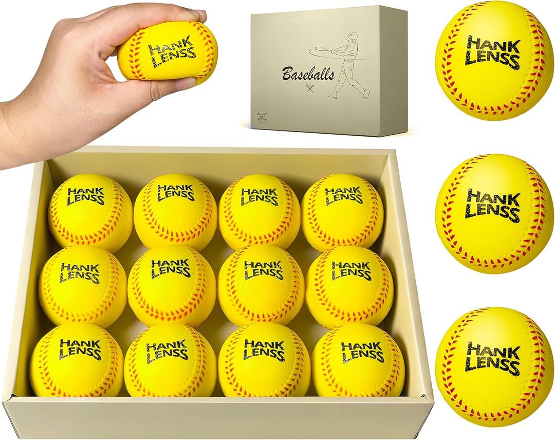 Soft Foam Baseballs for Kids - 12 Pack Practice Balls for Beginners