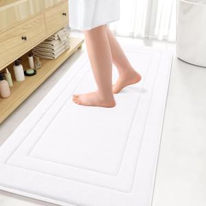 Arotive Memory Foam Bathroom Rug Mat 59x24, Ultra Soft and Absorbent Bath Mat, Machine Wash Dry, Comfortable Bath Rug Carpet for Bathroom Floor, Tub and Shower, White