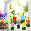 Yuntau 6pcs Spring Tulips Wood Signs Rustic Farmhouse Tulip Flowers Table Decoration Retro Tulip Table Centerpiece Tiered Tray Decor Multicolor Tulips Floral Block Tabletop Signs Home Decor(Vibrant)