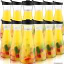 Xinnun 12 Pcs Water Carafe with Flip Top Lid Plastic Carafe with Black Lid Clear Plastic Water or Juice Beverage Pitcher Beverage Pitcher Jug for Restaurant Party School Bar Juice Milk Coffee (20 oz)