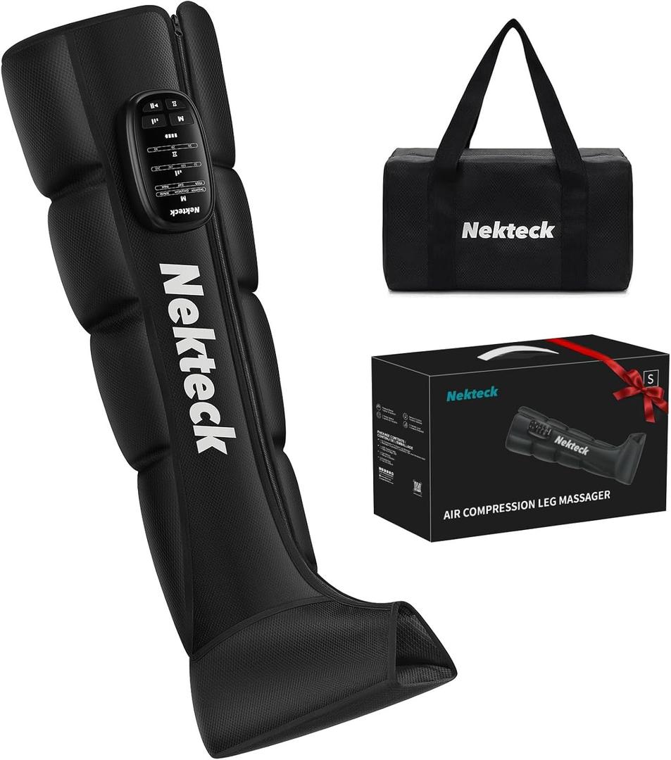 Nekteck Full Leg Compression Massager for Pain and Circulation, Portable Compression Boots for Athletes with 6 Modes & 4 Intensities, Massage Tools for Mom Dad Men Women (Single Unit)-Small